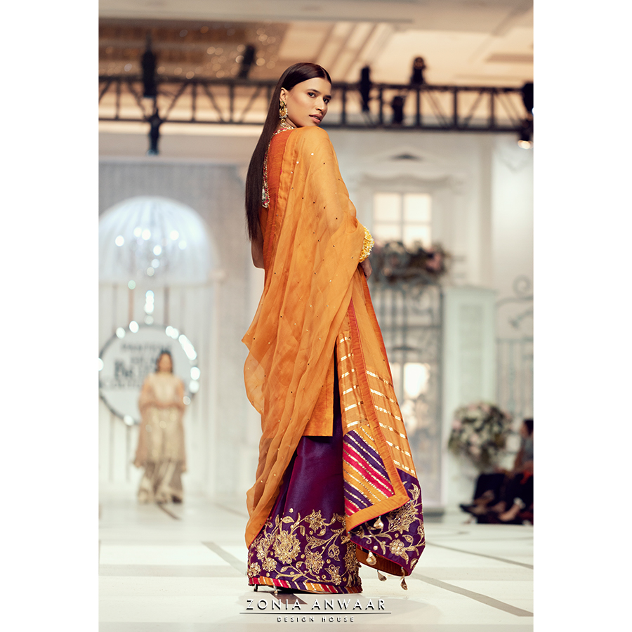 Marigold Embroidered Kathan Silk Angrakha (3-Piece) - Image 4