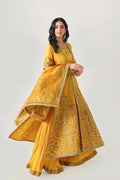 Mustard Gold Embroidered Lawn Angrakha (3-Piece) - Image 1