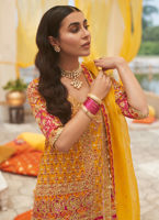 Marigold Yellow Hand-Embellished Silk Angarkha (3-Piece) - Image 4