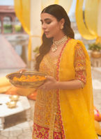 Marigold Yellow Hand-Embellished Silk Angarkha (3-Piece) - Image 6