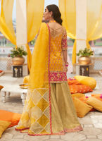 Marigold Yellow Hand-Embellished Silk Angarkha (3-Piece) - Image 8