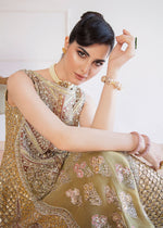 Dull Yellow Embroidered Organza Angrakha Dress (3-Piece) - Image 4