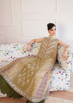 Dull Yellow Embroidered Organza Angrakha Dress (3-Piece) - Image 5