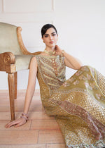 Dull Yellow Embroidered Organza Angrakha Dress (3-Piece) - Image 6