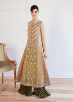 Dull Yellow Embroidered Organza Angrakha Dress (3-Piece) - Image 7