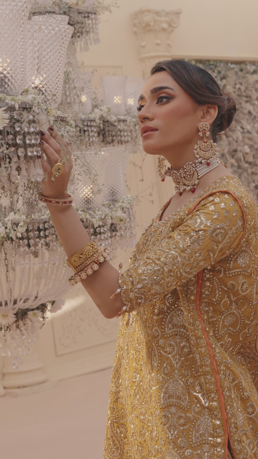 Pakistani Mustard Embroidered Khaadi Net Gharara (3-Piece) - Image 12