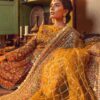 Pakistani Ochre Embroidered Velvet Bridal Gharara (3-Piece) - Image 4