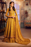 Pakistani Mustard Zardozi Organza Net Kalidaar (3-Piece) - Image 2