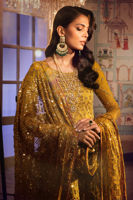 Pakistani Mustard Zardozi Organza Net Kalidaar (3-Piece) - Image 8