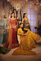 Pakistani Mustard Zardozi Organza Net Kalidaar (3-Piece) - Image 9