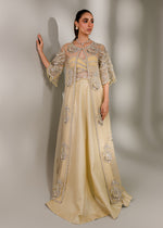 Pale Yellow Embellished Net & Banarsi Lehenga (3-Piece) - Image 2