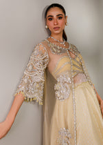 Pale Yellow Embellished Net & Banarsi Lehenga (3-Piece) - Image 6