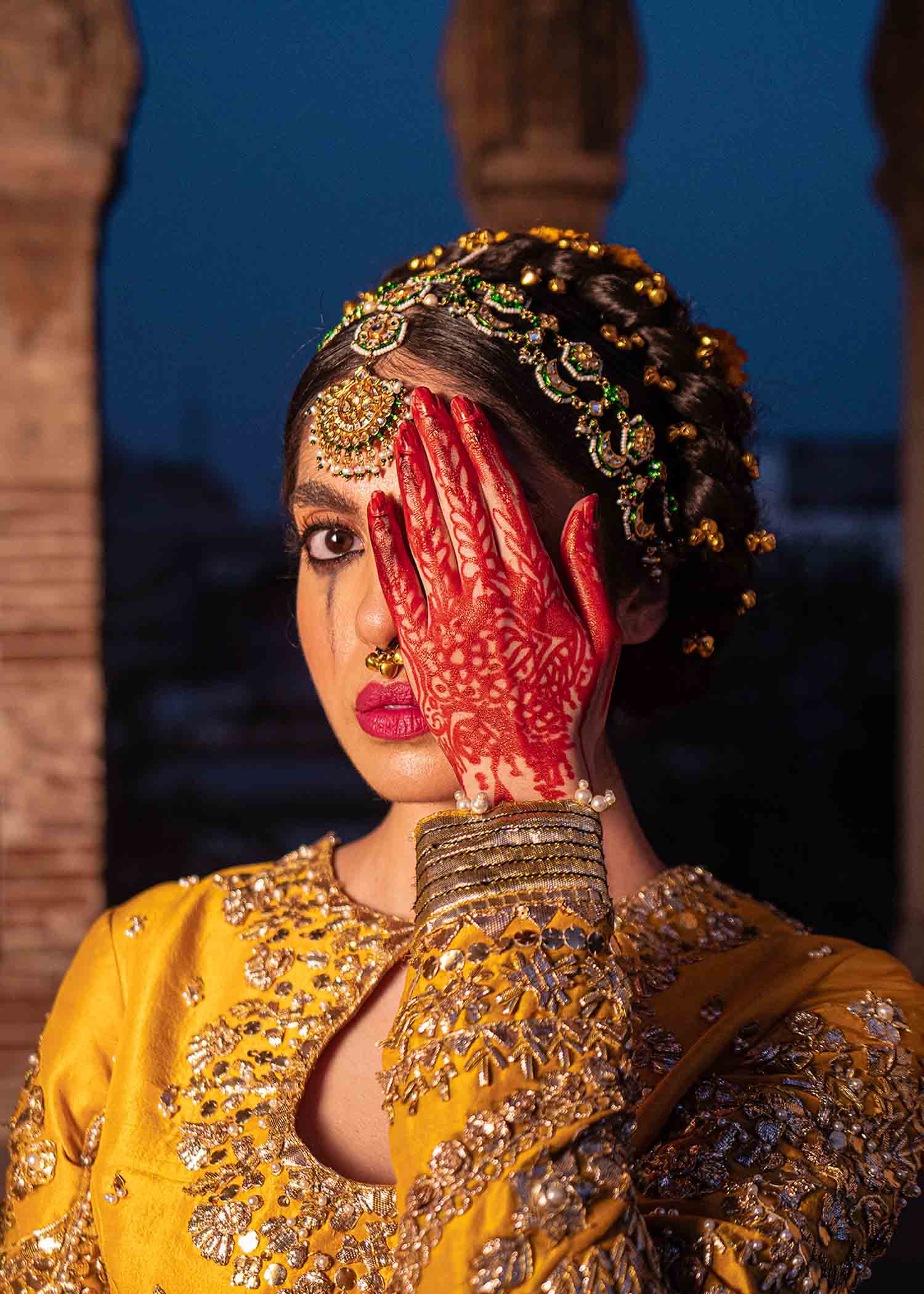 Yellow Gota Dabka Raw Silk Lehenga (3-Piece) - Image 7