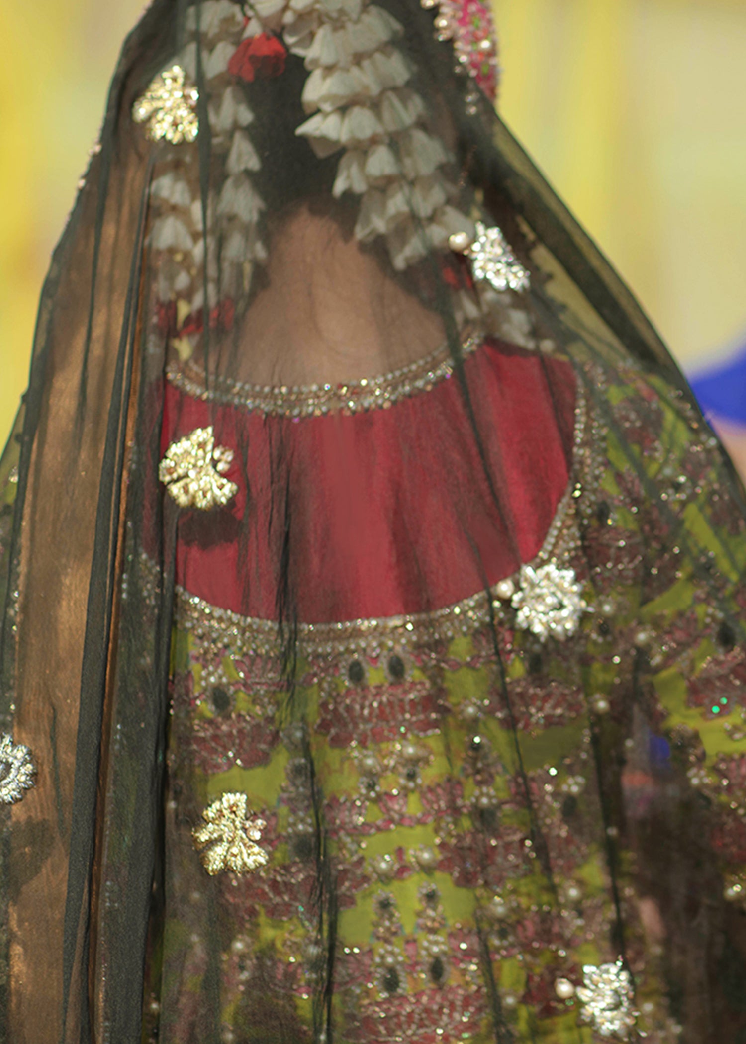 Pakistani Mustard Embellished Raw Silk Bridal Lehenga (3-Piece) - Image 11