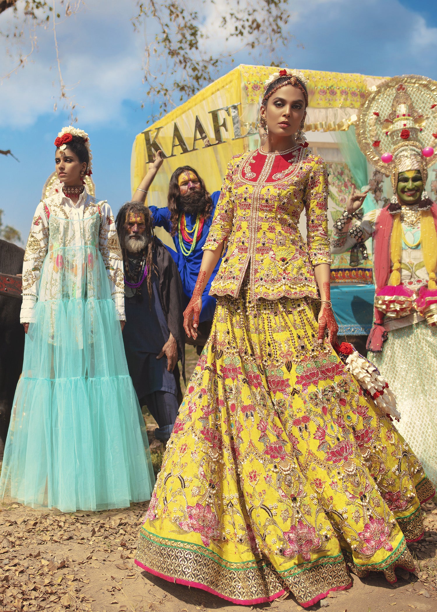 Pakistani Mustard Embellished Raw Silk Bridal Lehenga (3-Piece) - Image 15