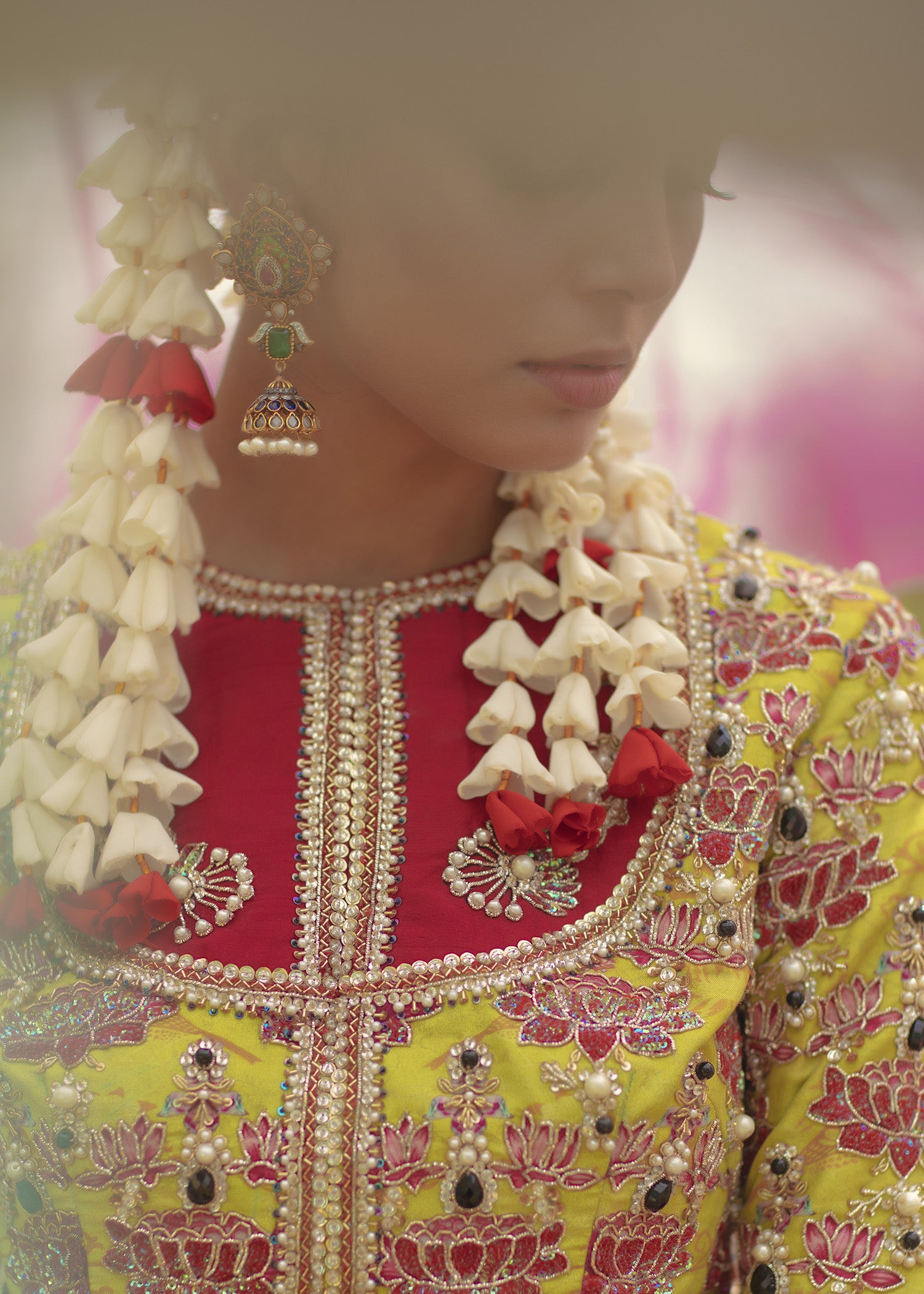 Pakistani Mustard Embellished Raw Silk Bridal Lehenga (3-Piece) - Image 19