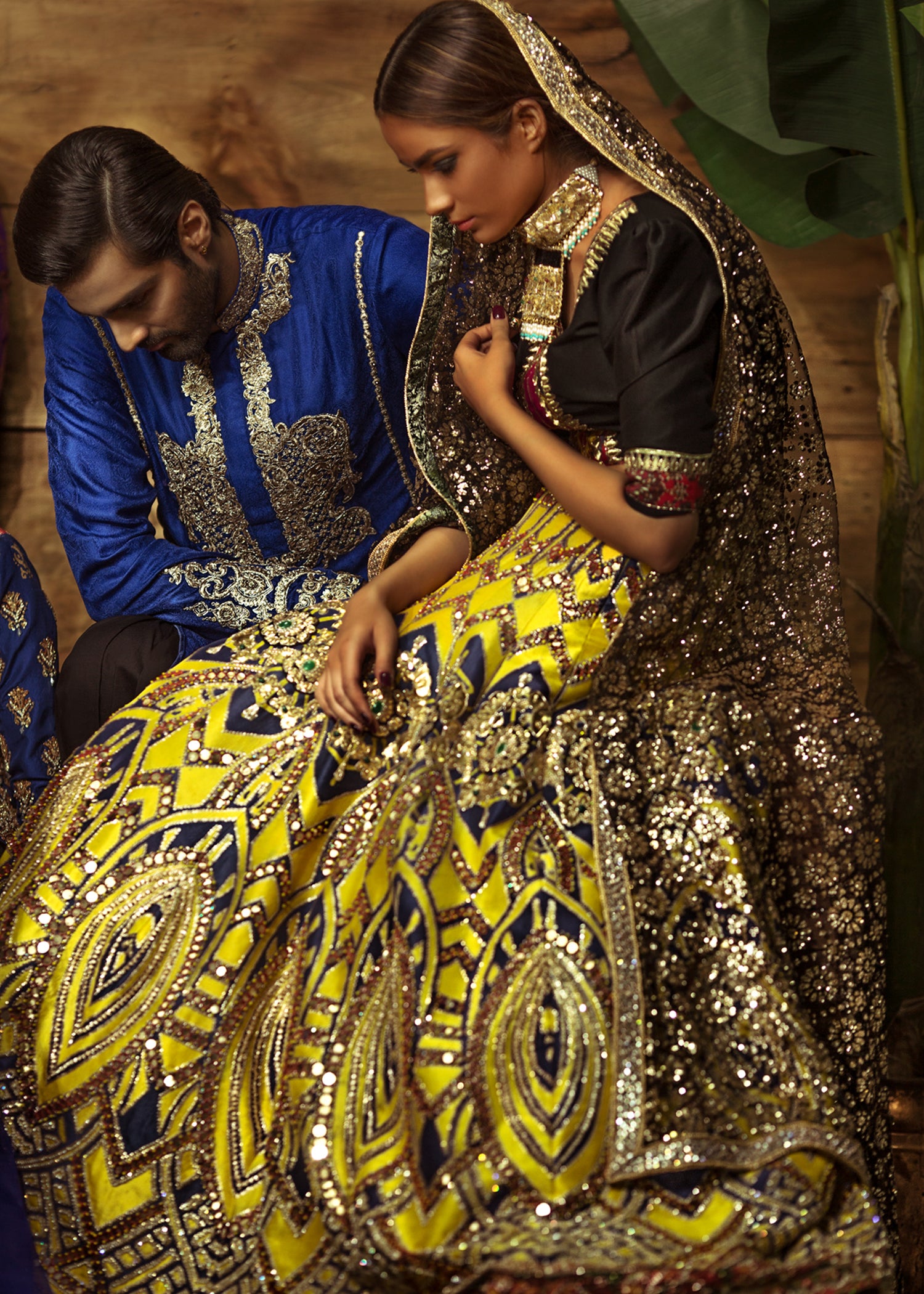 Yellow Embroidered Raw Silk Lehenga Choli (3-Piece) - Image 2