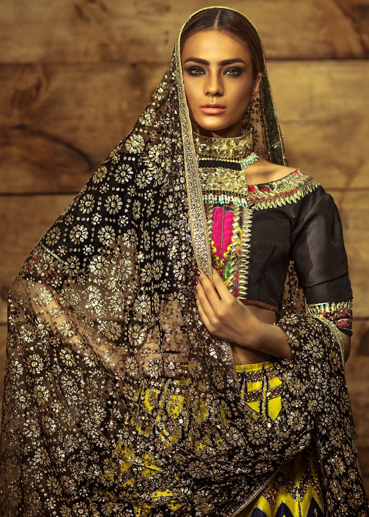 Yellow Embroidered Raw Silk Lehenga Choli (3-Piece) - Image 3