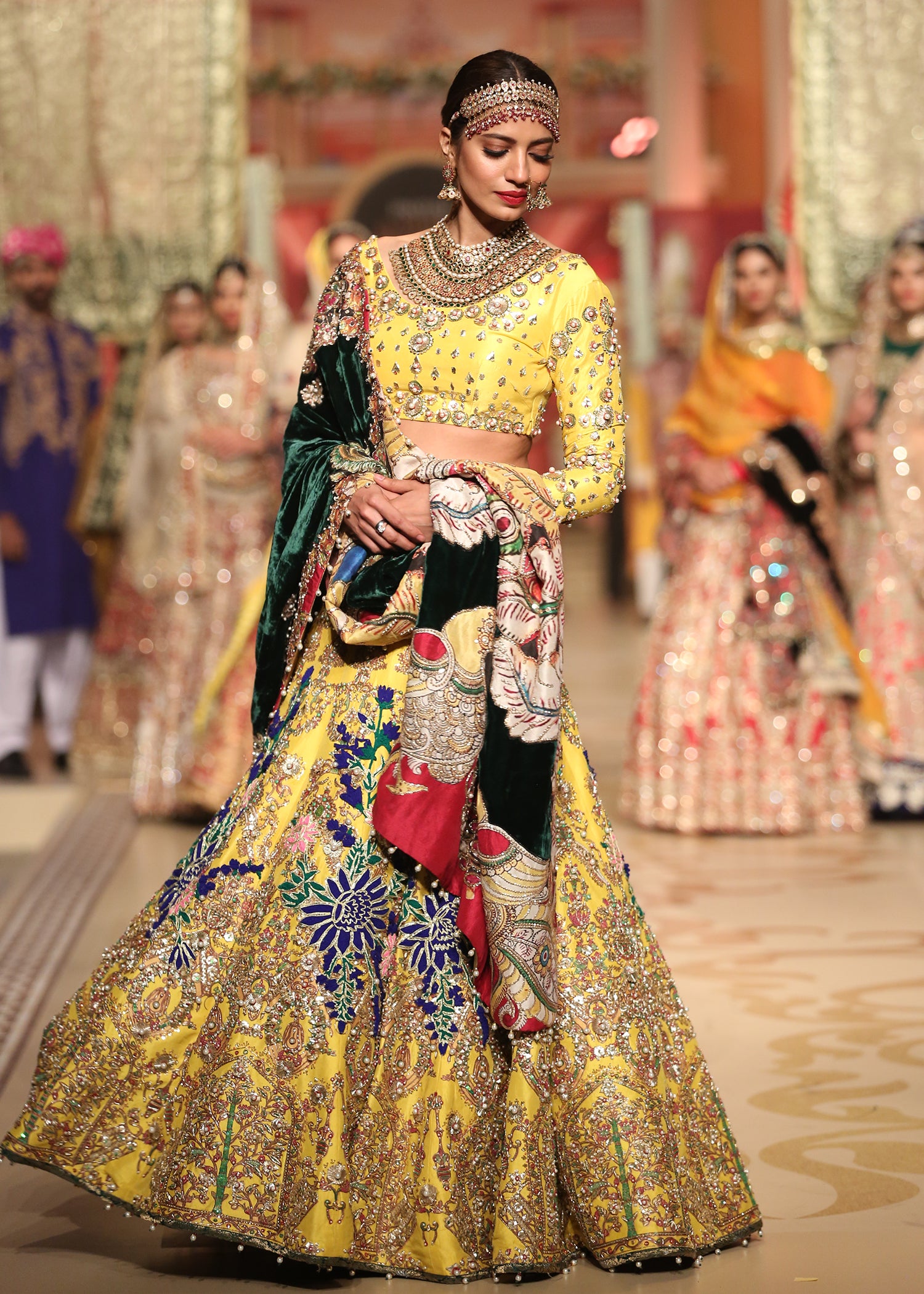 Yellow Embroidered Raw Silk Lehenga Choli (3-Piece) - Image 1