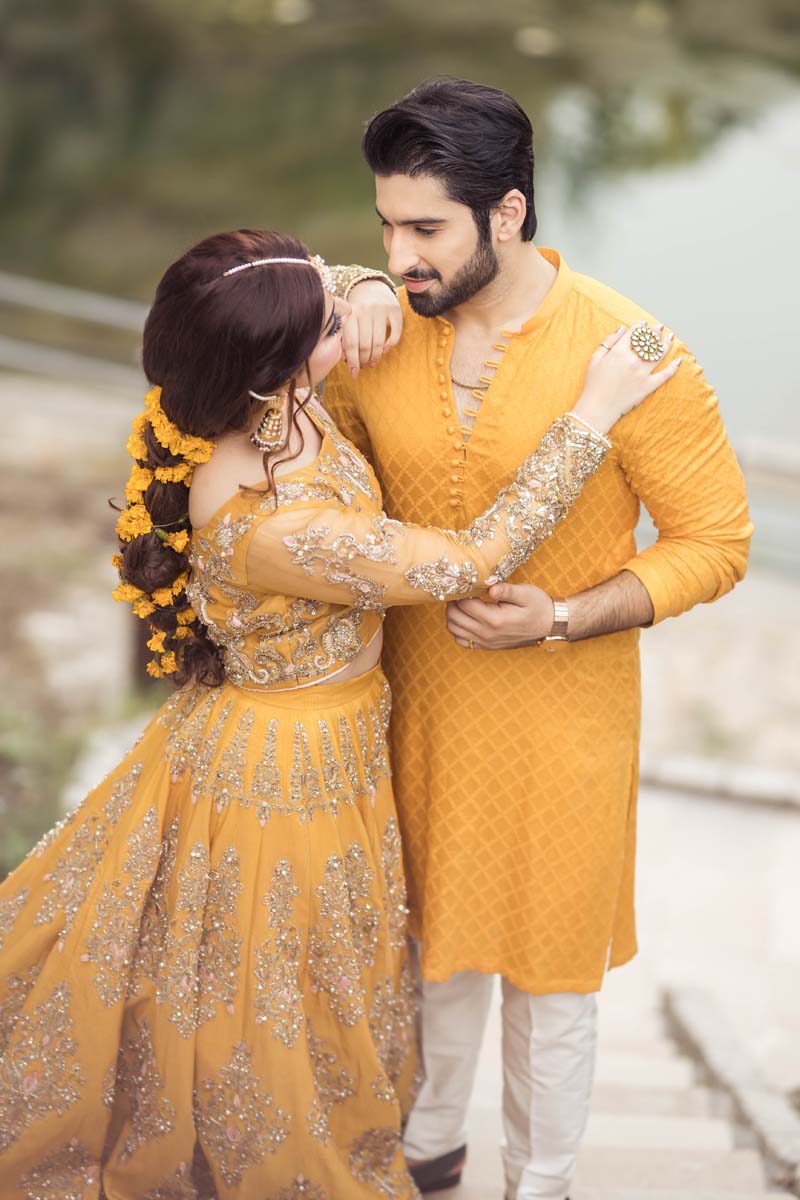 Mustard Embroidered Raw Silk Lehenga (3-Piece) - Image 7