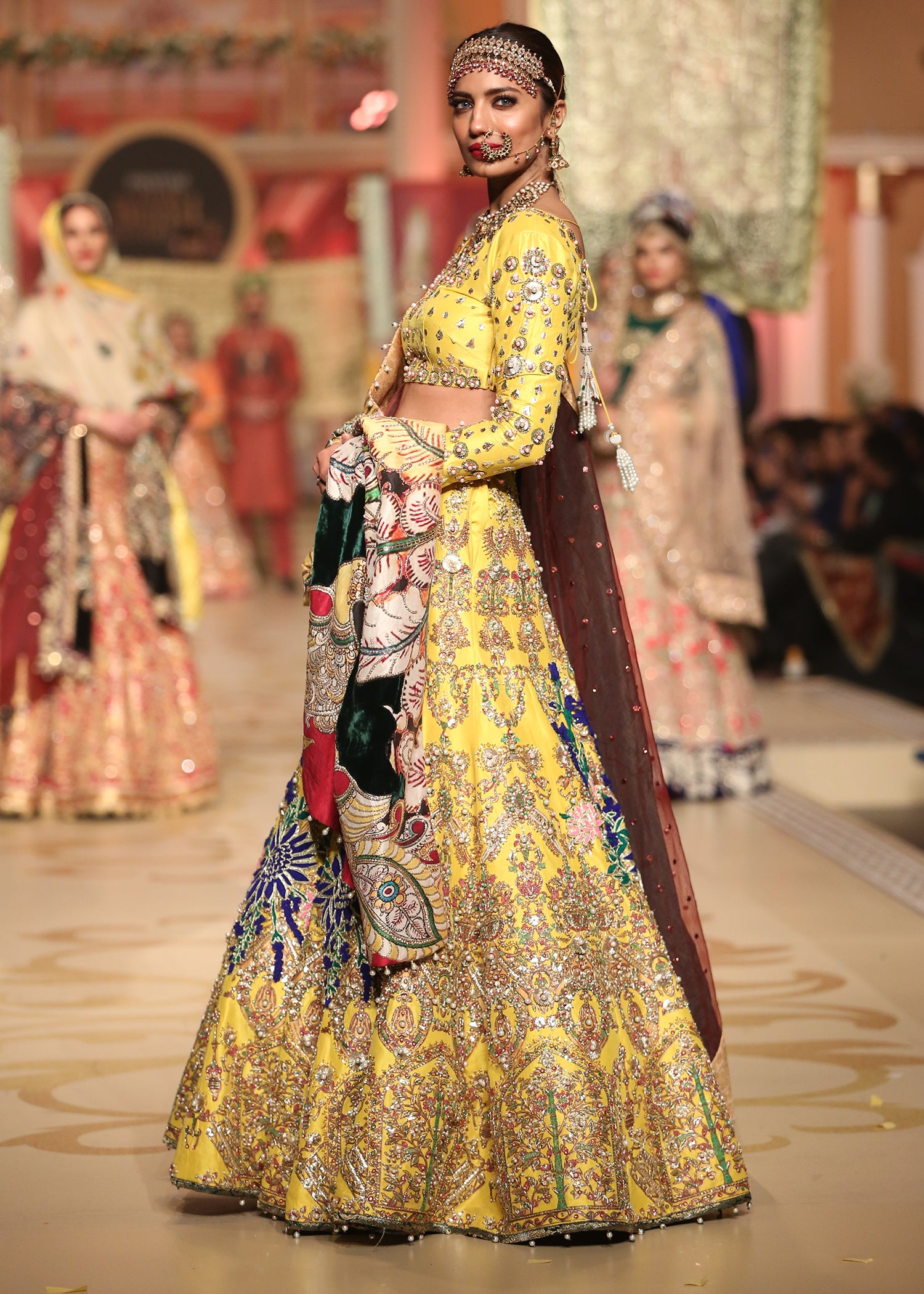 Yellow Embroidered Raw Silk Lehenga Choli (3-Piece) - Image 2