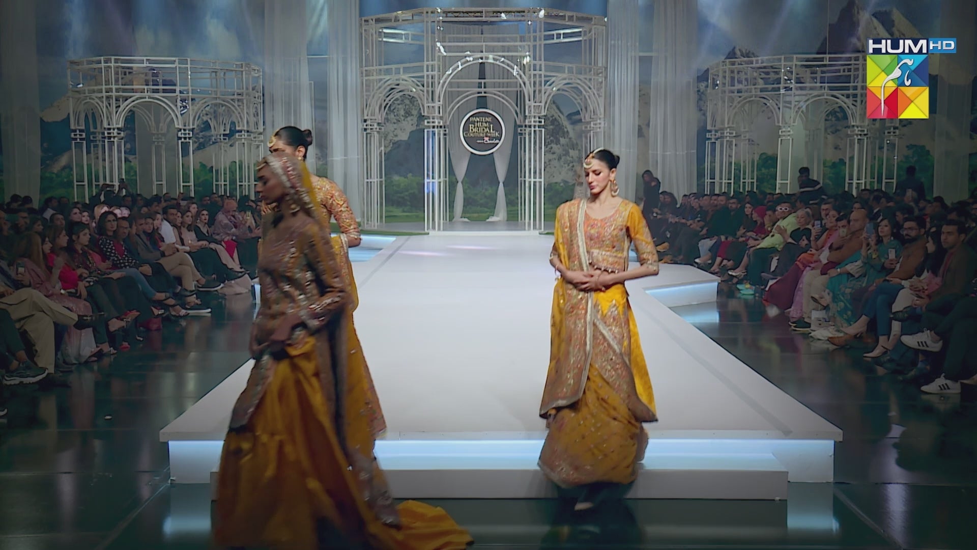 Pakistani Yellow Hand Resham & Gota Satin Silk Lehenga Choli (3-Piece) - Image 3