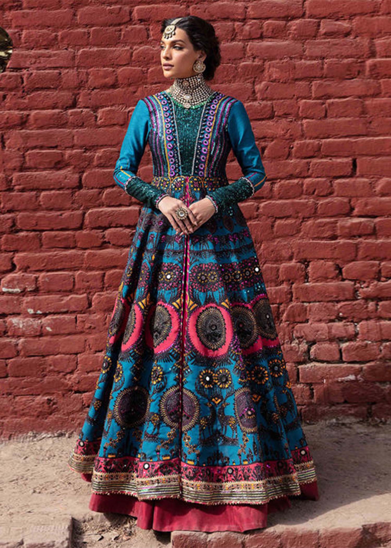 Pakistani Yellow Zardozi Shamose Silk Bridal Lehenga (3-Piece) - Image 7