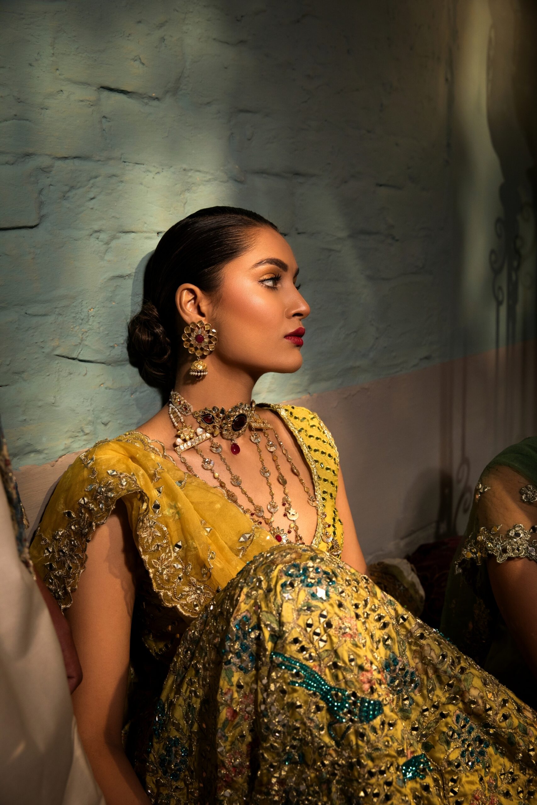 Pakistani Yellow Embroidered Silk Blend Lehenga Choli (3-Piece) - Image 7