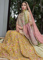 Pakistani Mint Green Kundan Silk Bridal Lehenga (3-Piece) - Image 1