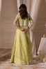 Pakistani Lime Yellow Embellished Woven Lehenga Set (3-Piece) - Image 4