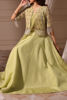 Pakistani Lime Yellow Embellished Woven Lehenga Set (3-Piece) - Image 5