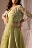 Pakistani Lime Yellow Embellished Woven Lehenga Set (3-Piece) - Image 6