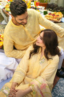 Sorbet Lemon Chikan Embroidered Cotton Kurta (2-Piece) - Image 3