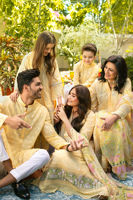 Sorbet Lemon Chikan Embroidered Cotton Kurta (2-Piece) - Image 4