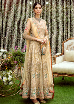 Pale Yellow Embroidered Net Banarsi Pishwas (3-Piece) - Image 2