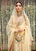 Pale Yellow Embroidered Net Banarsi Pishwas (3-Piece) - Image 5