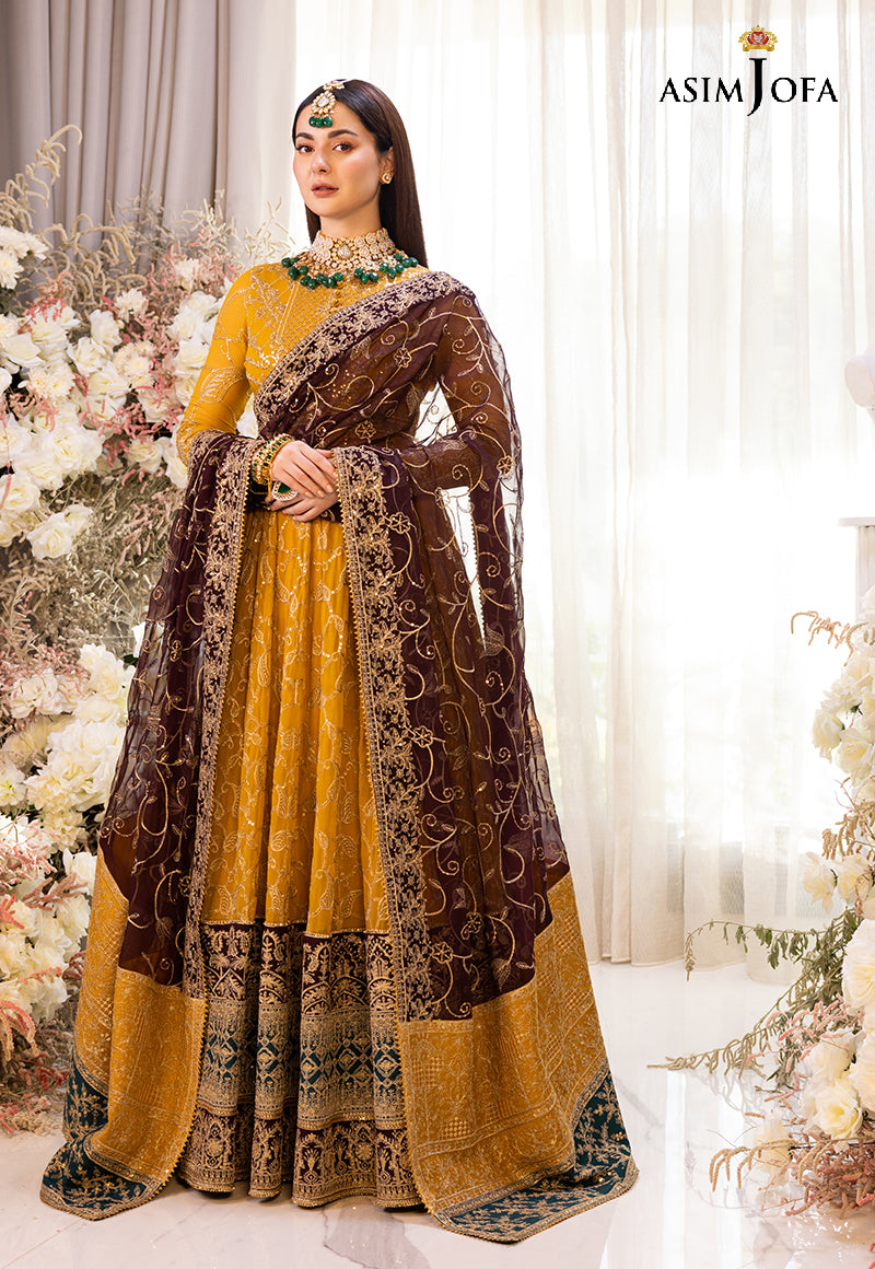 Pakistani Marigold Embroidered Cotton Silk Pishwas & Lehenga (3-Piece) - Image 10