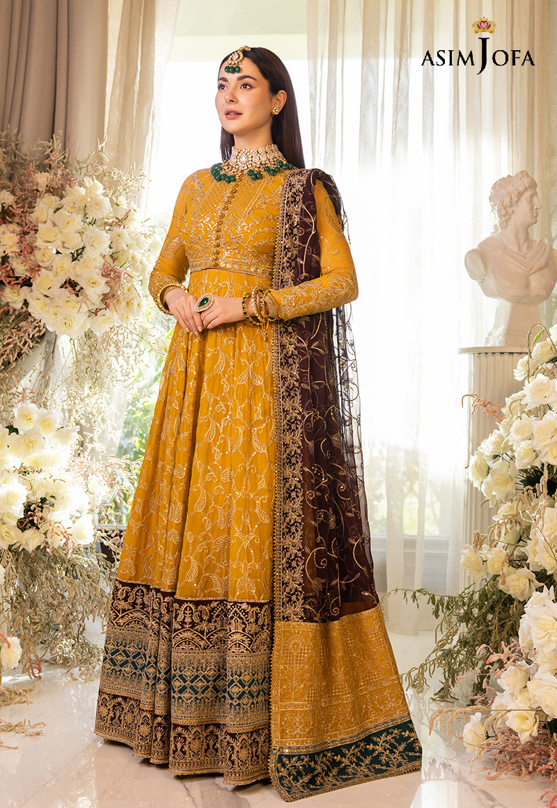 Pakistani Marigold Embroidered Cotton Silk Pishwas & Lehenga (3-Piece) - Image 11