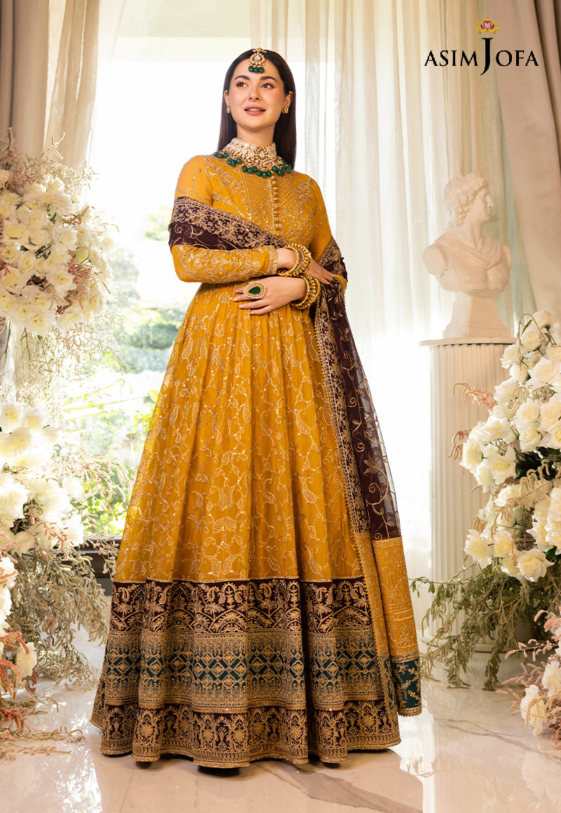 Pakistani Marigold Embroidered Cotton Silk Pishwas & Lehenga (3-Piece) - Image 12