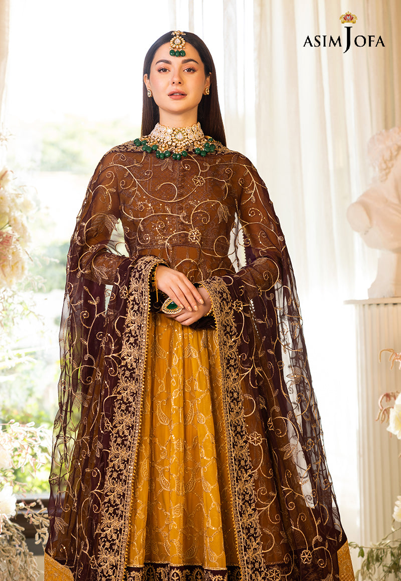 Pakistani Marigold Embroidered Cotton Silk Pishwas & Lehenga (3-Piece) - Image 14