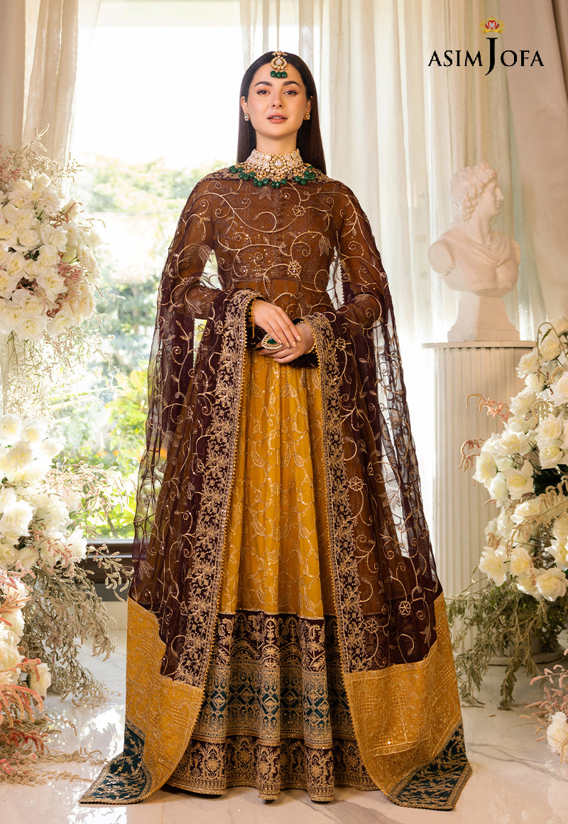 Pakistani Marigold Embroidered Cotton Silk Pishwas & Lehenga (3-Piece) - Image 15