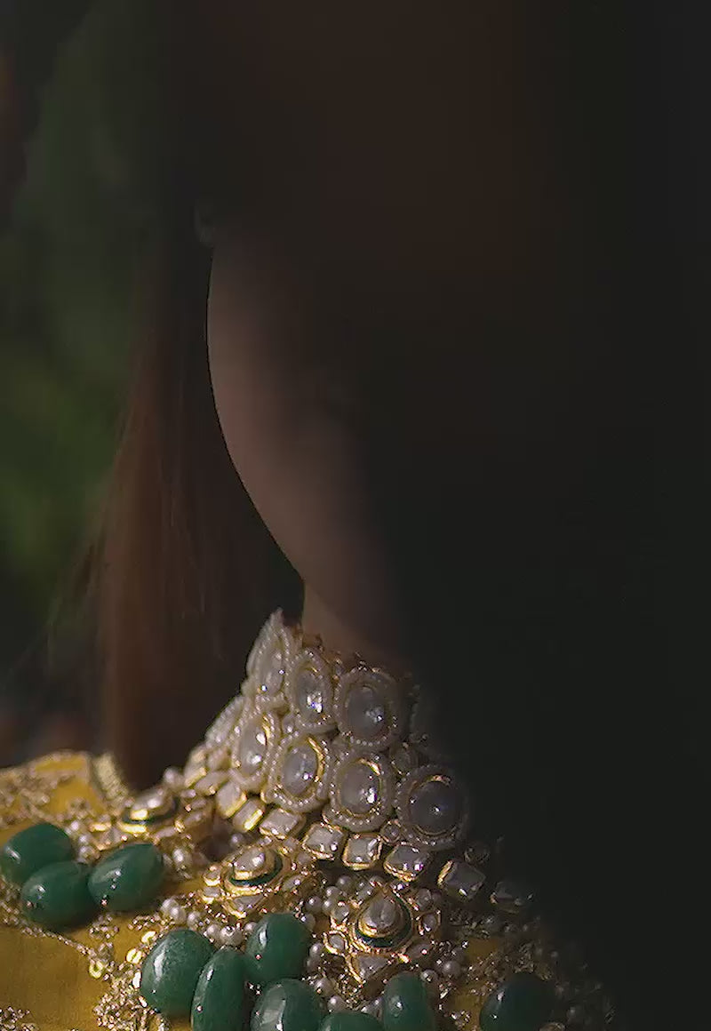 Pakistani Marigold Embroidered Cotton Silk Pishwas & Lehenga (3-Piece) - Image 16