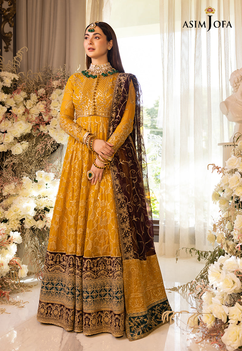 Pakistani Marigold Embroidered Cotton Silk Pishwas & Lehenga (3-Piece) - Image 17