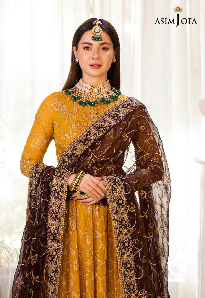 Pakistani Marigold Embroidered Cotton Silk Pishwas & Lehenga (3-Piece) - Image 7