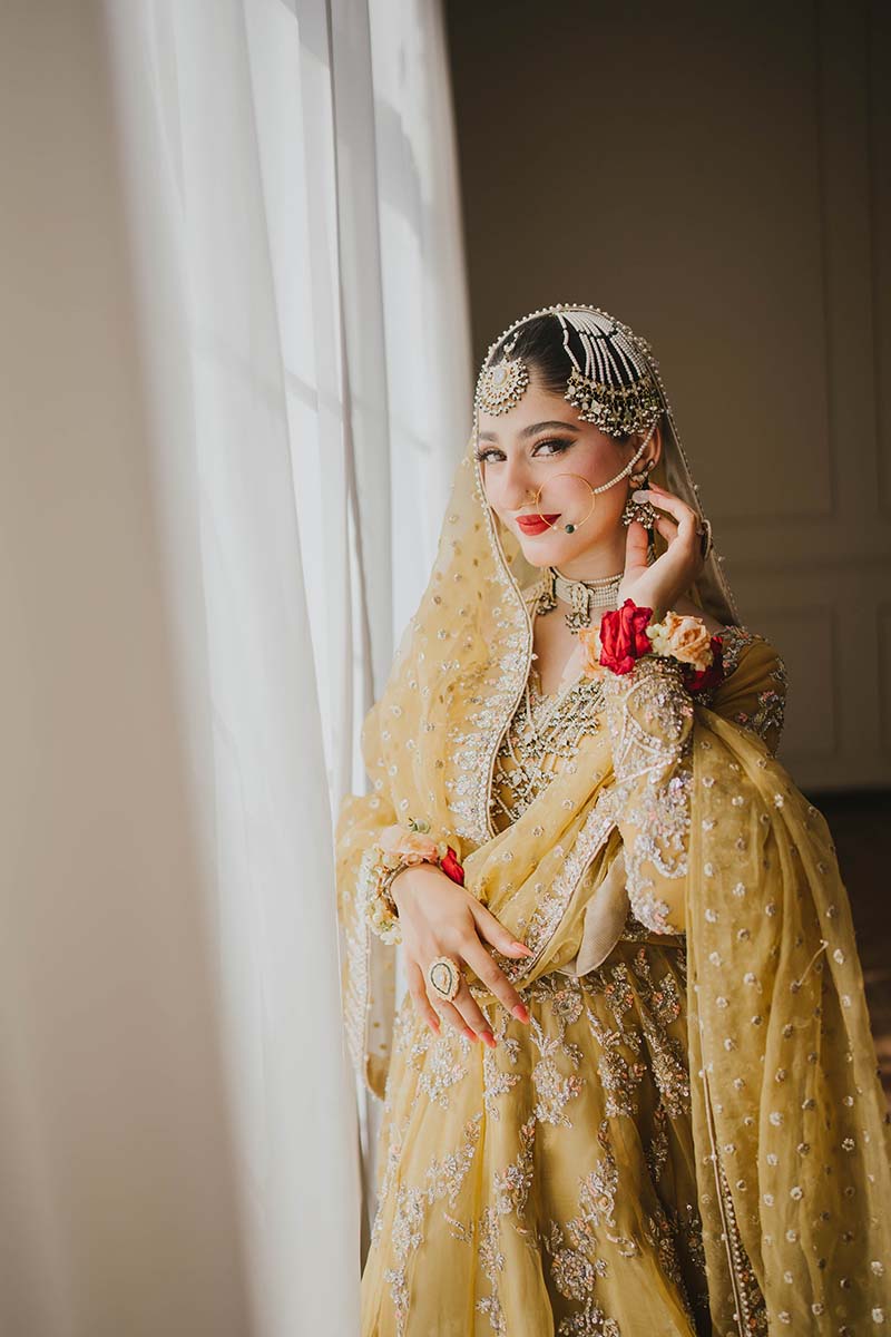 Yellow Embroidered Organza Pishwas Dress (3-Piece) - Image 2