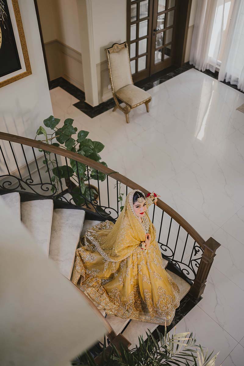 Yellow Embroidered Organza Pishwas Dress (3-Piece) - Image 8