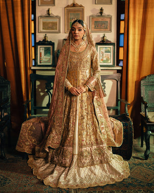 Mustard Gold Hand-Embellished Silk Pishwas (2-Piece) - Image 2