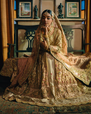 Mustard Gold Hand-Embellished Silk Pishwas (2-Piece) - Image 6