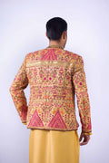 Mustard Embroidered Raw Silk Prince Coat (4-Piece) - Image 7