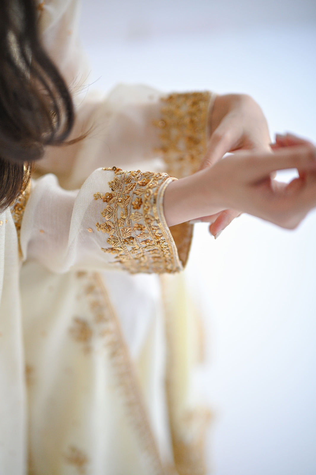 Pastel Yellow Ada Work Cotton Net Salwar Kameez (3-Piece) - Image 6